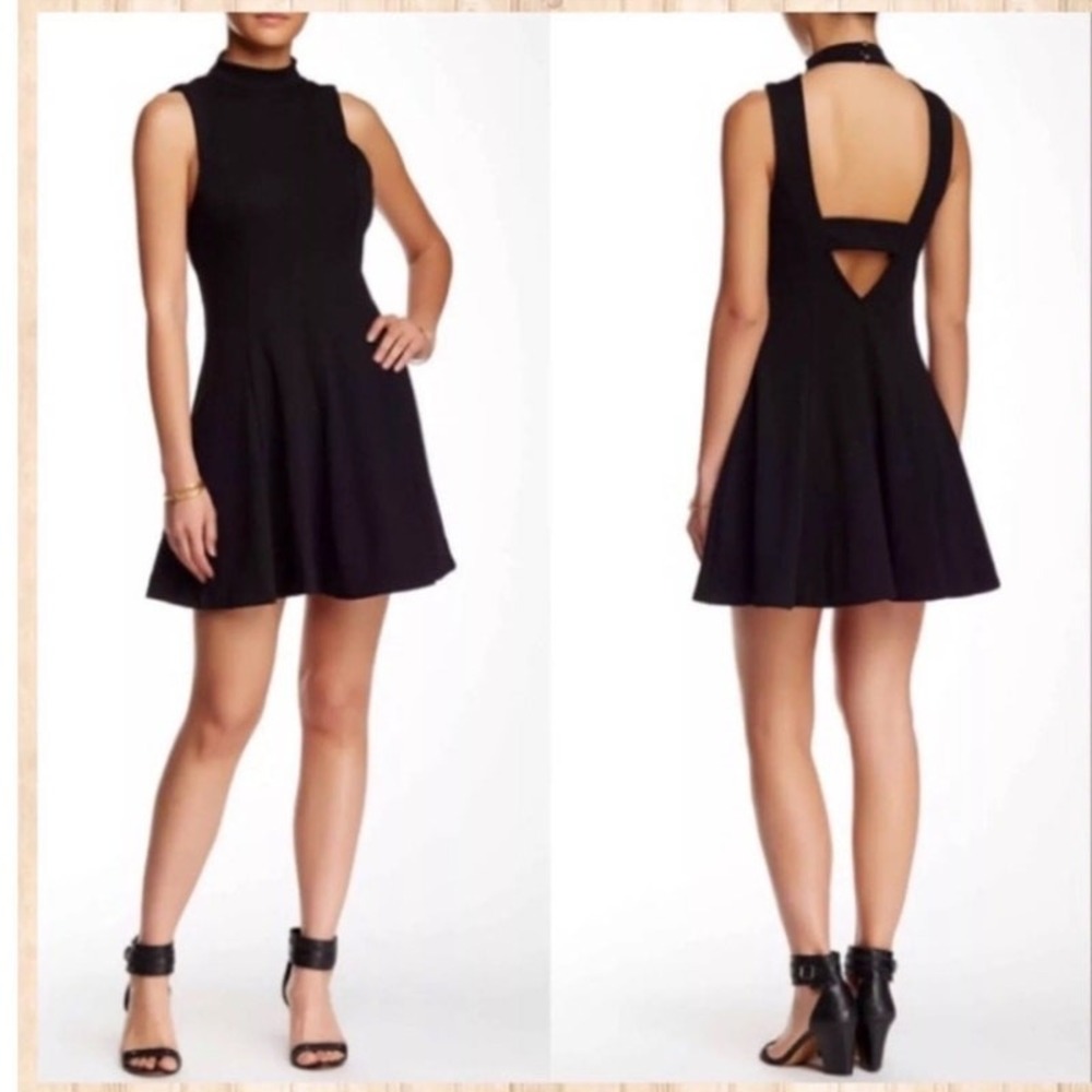 Free People Black‎ Fit Flare Dress Cutout Back Skater Mini Medium